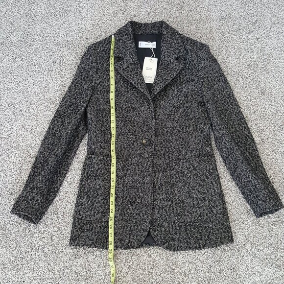 Elbow Patches Warm MANGO Blazer Wool Cotton Knit Pockets - Picture 8 of 13